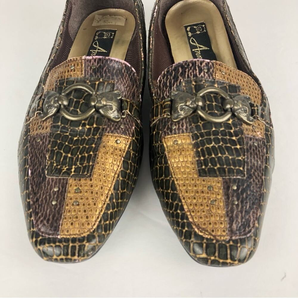 Vintage Annie Patchwork Faux Animal Tiger Accent Loafers - Picture 2 of 12
